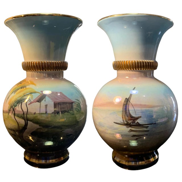 Italian Porcelain Vase Lakeside House For Sale - Image 11 of 18