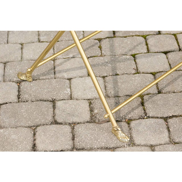 Vintage Pair of Italian Brass and Glass Folding Side Table with Sandaled Feet For Sale - Image 9 of 10