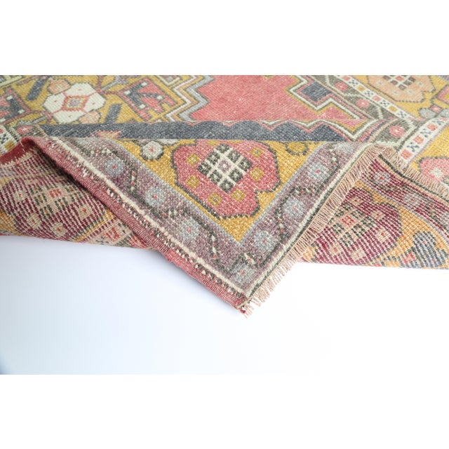 Textile Vintage Anatolian Rug With Tribal Floral Motifs - Bold Geometric Turkish Rug in Earthy Tones -3' 11'' X 7' 7'' For Sale - Image 7 of 10