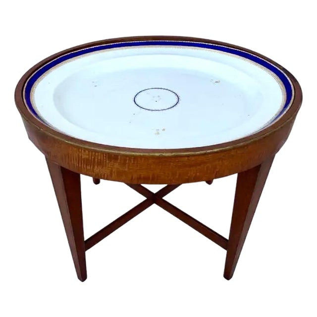 Chinese Export Porcelain Tray on Custom Stand For Sale