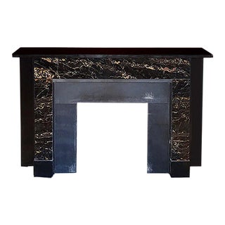 Antique Mantel Black and Portoro Marble For Sale