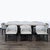 This dining set includes a large rectangular wood table with leaf and eight comfortable leather upholstered chairs. The...