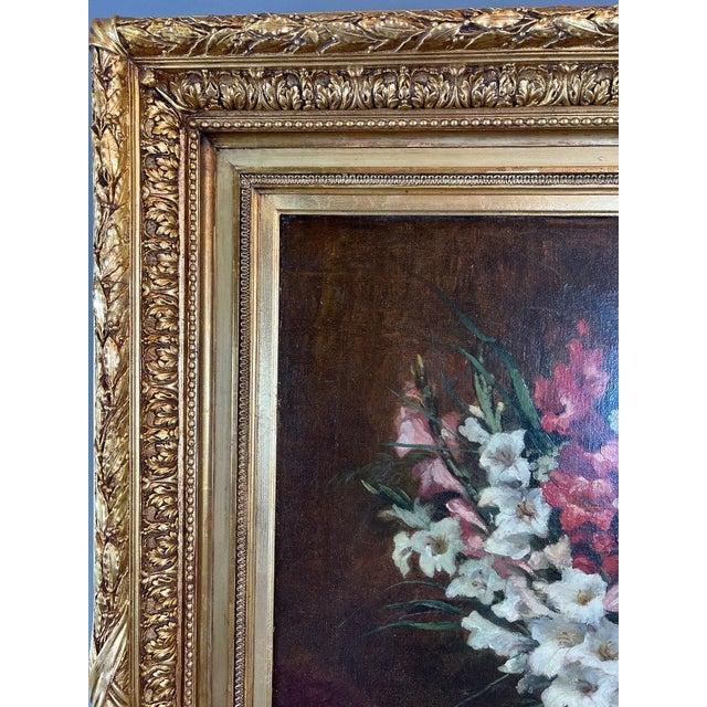 Aimé Perret, Still Life with Flowers, 1885, Oil Painting on Canvas, Framed For Sale - Image 6 of 12