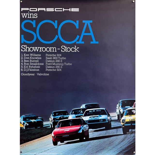 Porsche Wins Scca Showroom Stock Original Porsche Poster by Advertising Agency Strenger, 1980 For Sale - Image 10 of 10