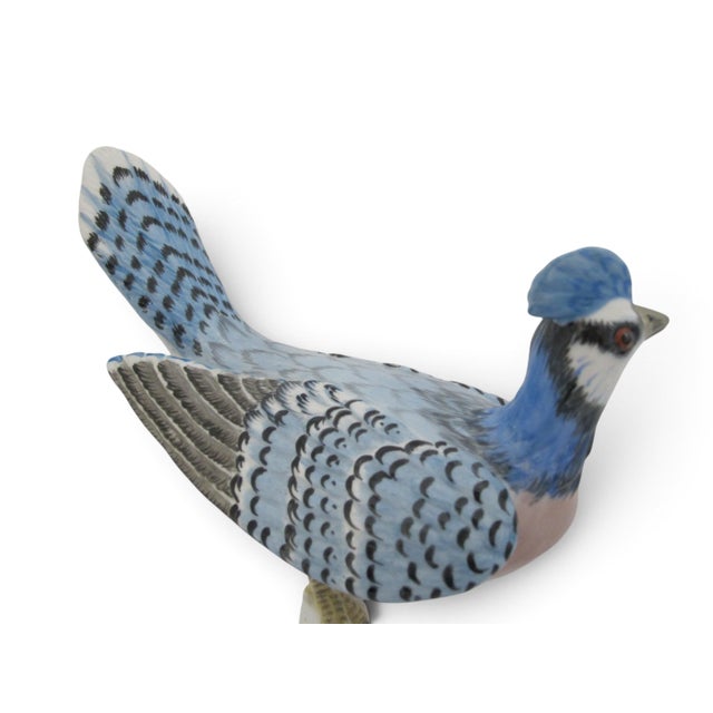 Staffordshire Hand Painted Porcelain Blue Jay Figurine Pair With Box For Sale - Image 10 of 18