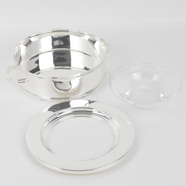 Ercuis, Paris Crystal and Silver Plate Caviar Bowl Dish Server, circa 1960 For Sale - Image 11 of 15