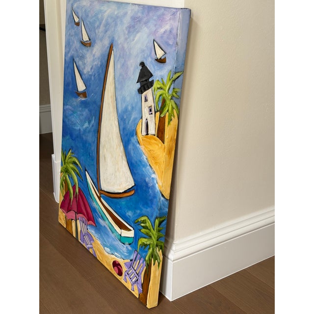 Abstract Contemporary Kimber Lee Clark "Regatta Days" Oil on Canvas For Sale - Image 3 of 5