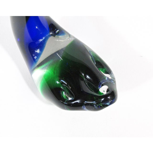 Blue 1970s Murano Blue & Green Art Glass Swan Sculpture, Italy For Sale - Image 8 of 12