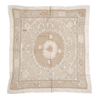 Mid 20th Century Tashkent Suzani Tablecloth 4'4'' X 4'4'' For Sale