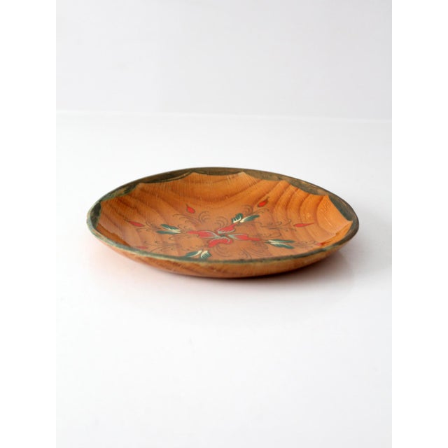 Vintage Hand-Painted Folk Art Wooden Bowl For Sale - Image 9 of 9