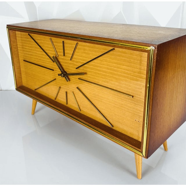 Wood Table Clock from Weimar, 1950s For Sale - Image 7 of 8
