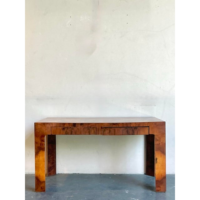 Vintage Burl Wood Writing Desk For Sale - Image 9 of 9