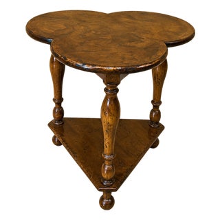 Talian Clover Leaf End Table in Walnut Burl For Sale