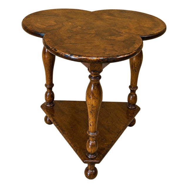 Talian Clover Leaf End Table in Walnut Burl For Sale