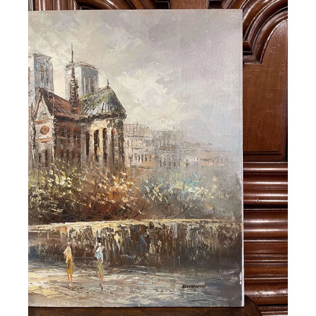 Pair of Mid-Century Parisian Scenes Oil on Canvas Paintings Signed C. Burnett For Sale In Dallas - Image 6 of 13