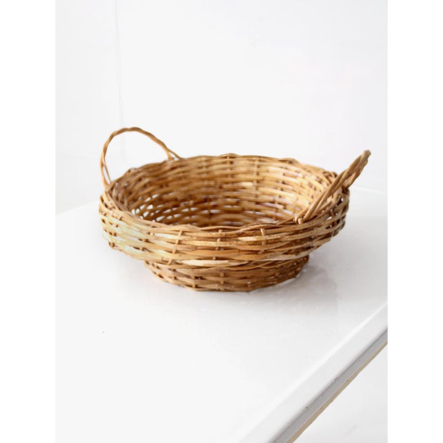 Vintage Round Wicker Basket With Handles For Sale - Image 10 of 18