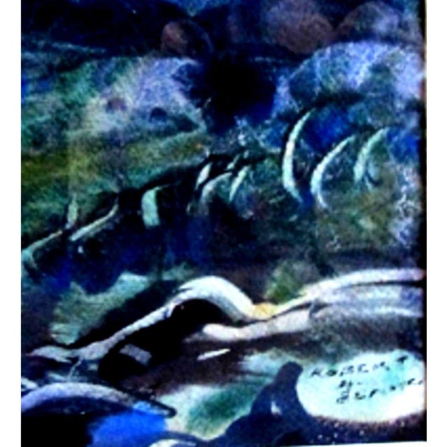 1950s Robert Noel Blair Framed Modernist Watercolor Landscape Painting For Sale - Image 4 of 4