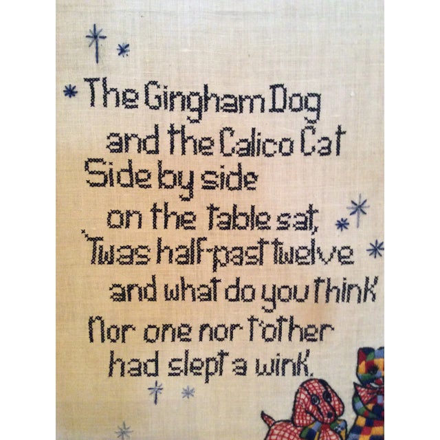 Cream Mid Century Nursery Rhyme Cross Stitch For Sale - Image 8 of 13