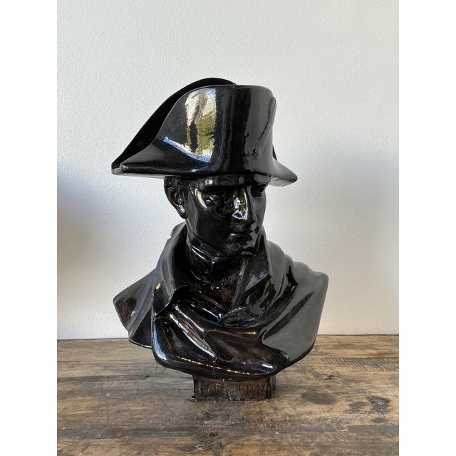 Mid 20th Century Vintage Glazed Terracotta Bust of Napoleon For Sale - Image 5 of 12