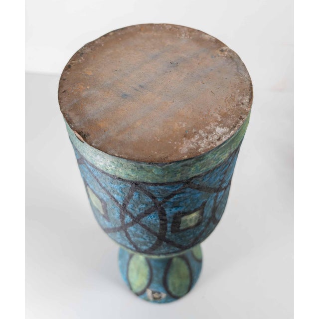 Mid-Century Italian Lava Glaze Art Pottery Vase With Geometric Design, Bitossi For Sale - Image 11 of 11