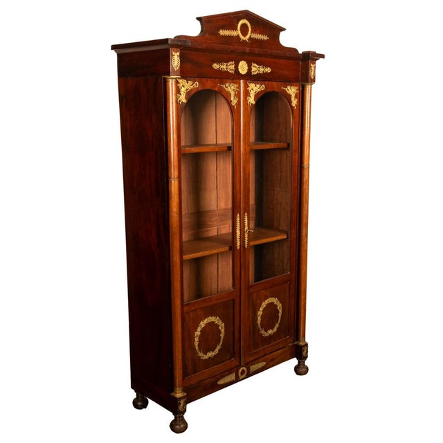 Traditional Antique French Empire Mahogany Ormolu Bookcase Bibliotheque Display Cabinet 1810 For Sale - Image 3 of 16