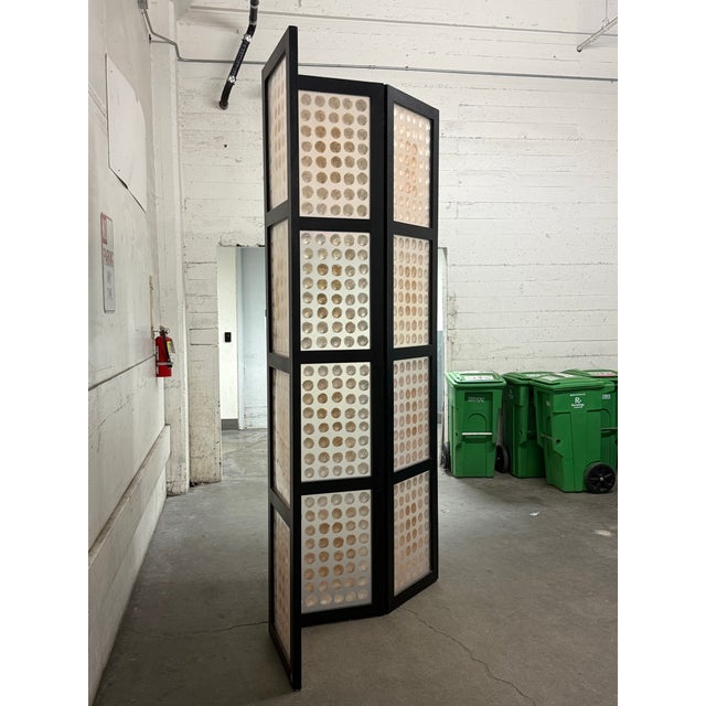 Shawna Stoney Natural Shell Three Panel Folding Screen For Sale In San Francisco - Image 6 of 12