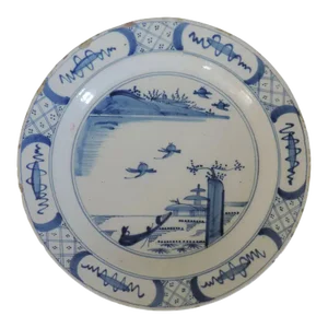 18th Century Dutch Delft Charger Platter Decorated in Blue and White
