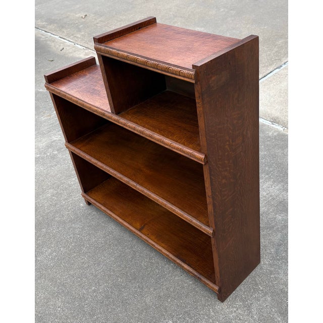 Early 20th Century Antique English Art Deco Open Step Bookcase For Sale - Image 5 of 9