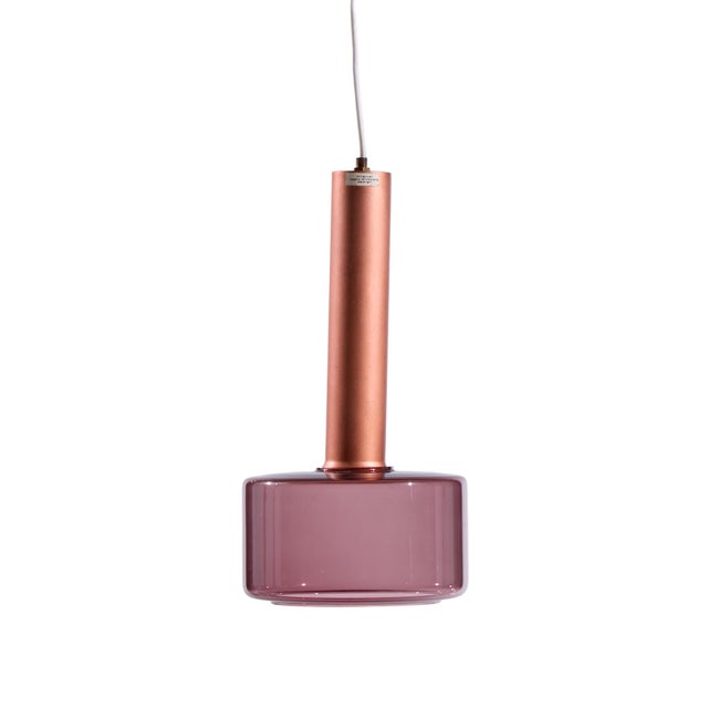 Tapio Wirkkala for Idman Finnish Glass Pendant Light - Cranberry This light measures: 7 wide x 7 deep x 14 high Excellent...