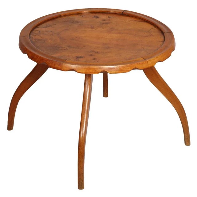 Code: FI48 1930s Art Deco Italian design Mid-Century modern coffee table by Gaetano Borsani, top in burl walnut and legs...