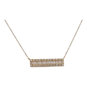 Diamond Bar Pendant Cable Chain Necklace 14k Yellow Gold 0.75 Carats