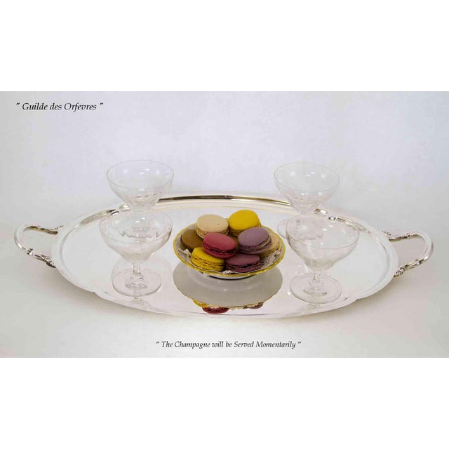 A 1970’s Vintage/New Silver Shaped Oval Tray With Handles, Plain by Frank Cobb in Sheffield-England For Sale - Image 9 of 17