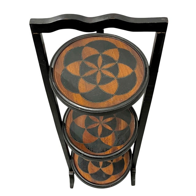 Antique English Folk Art Geometric Cocktail Tray Table For Sale - Image 16 of 18