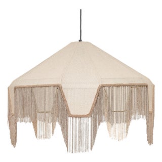 Buchanan Fabric Fringed Angled Pendant Light, Natural For Sale