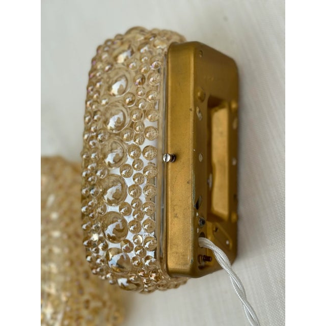 Vintage Glass Wall Sconces, German, Midcentury Iridescent Golden Bubble - A Pair Ready to Hang For Sale In Los Angeles - Image 6 of 9