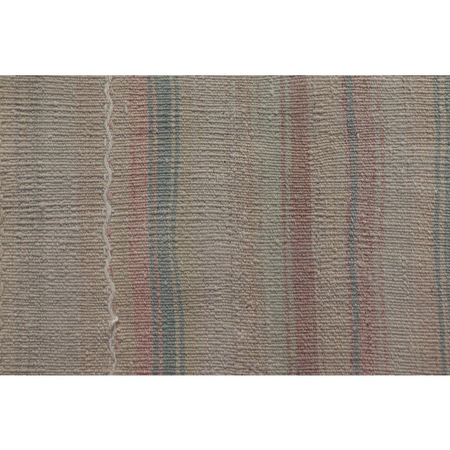 Sky Blue Vintage Turkish Kilim With Soft Pastel Stripes in Blush, Sage, and Sky Blue For Sale - Image 8 of 10