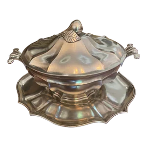 Arte Italica Pewter Tureen With Tray
