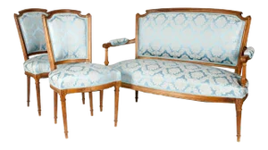 Antique French Settee With Chairs Seating Set - 3 Piece Set