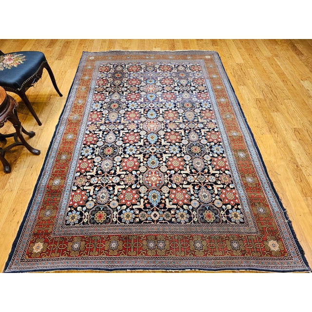 Vintage Persian Tabriz Afshan Rug, Hand-Knotted Wool, Allover Geometric Caucasian Kuba Pattern, Navy & Red, 5x9 For Sale - Image 9 of 18