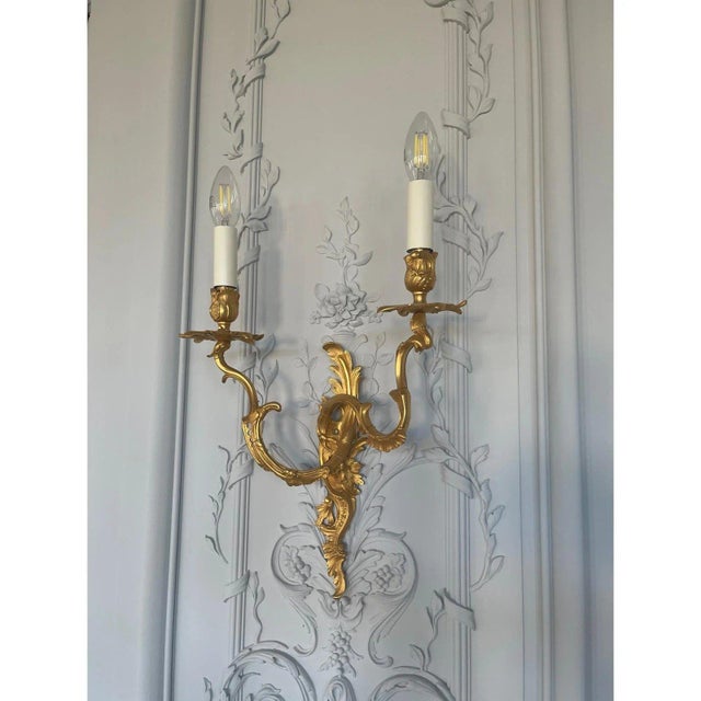 Early 21st Century Gilt Bronze Two-Light Wall Sconces by Maison Bagues, 2018, Set of 2 For Sale - Image 5 of 7