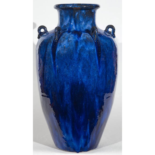 Ceramic Vintage Blue Glazed Garden Urn For Sale - Image 7 of 11
