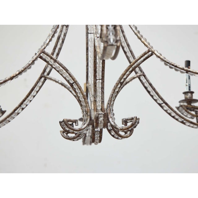 19th Century French Iron and Beaded Six-Light Chandelier For Sale - Image 10 of 11