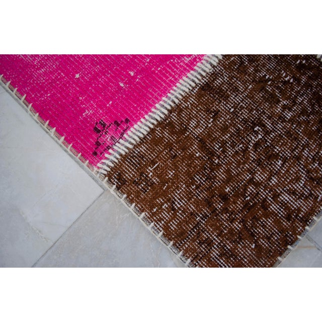 Hand-Knotted Turkish Rug Handstitched Vibrant Pink & Red Floor Art Room Decor - 2'11" X 6'5" For Sale - Image 10 of 18