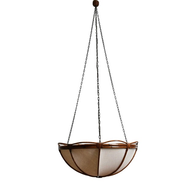 Caprarola Rattan and Fabric Pendant Lamp by Barracuda Interiors For Sale