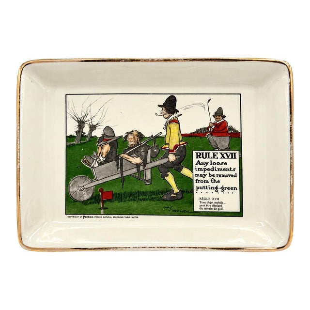 1962 Delano Studios Hand-Colored Charles Crombie Perrier Golf Tray For Sale