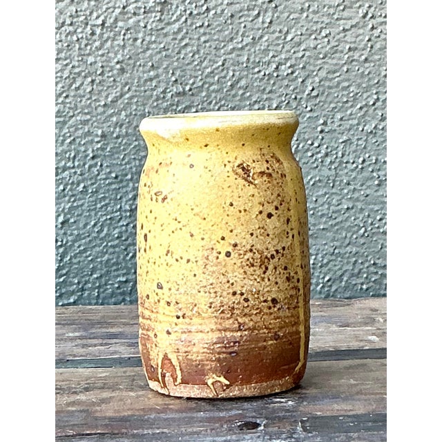 Vintage Boho Original Glazed Ceramic Vase For Sale In West Palm - Image 6 of 7