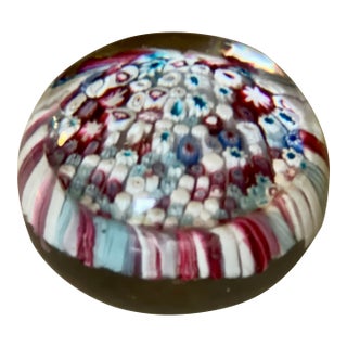 Mid-20th Century Concentric Millefiori Art Glass Paperweight For Sale