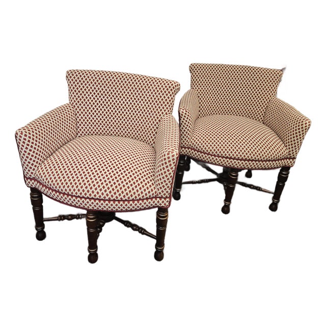 Interesting Upolstered Club Chairs From Harrods of London - A Pair For Sale