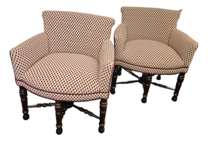Interesting Upolstered Club Chairs From Harrods of London - A Pair