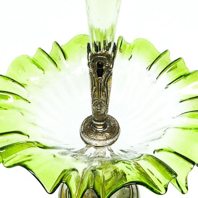 Art Nouveau Fruit Bowl on Stand with Flute Vase, 1900s For Sale - Image 10 of 12